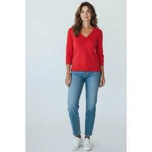 Premise Sweater Top Orange Scalloped  Ribbed  Medium Minimalist